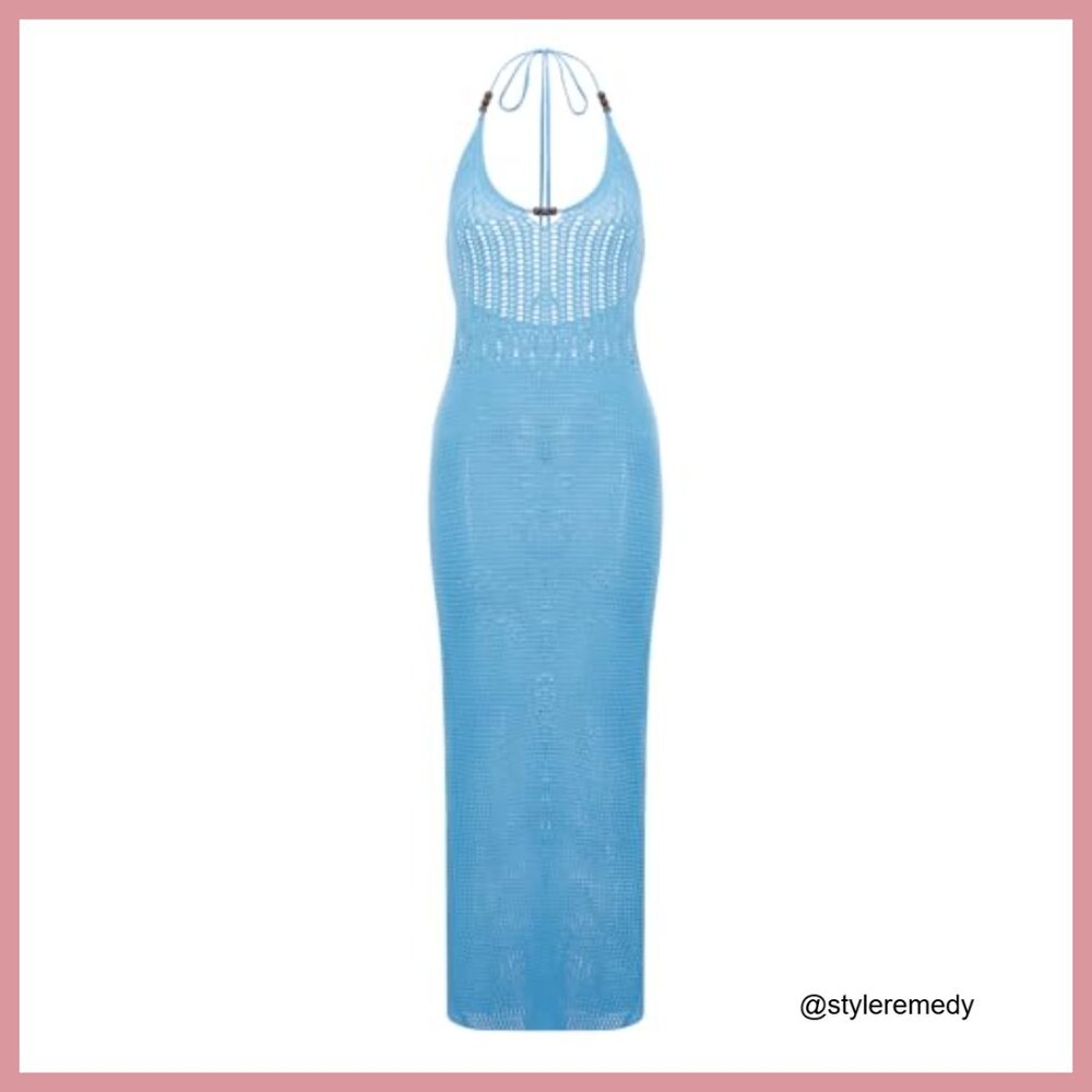 Polyester Backless Halter Mini Dress Bodycon Knit… - image 5